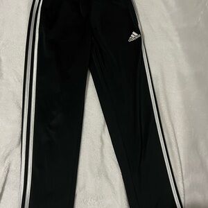 Adidas Kids Black Joggers with White Stripes